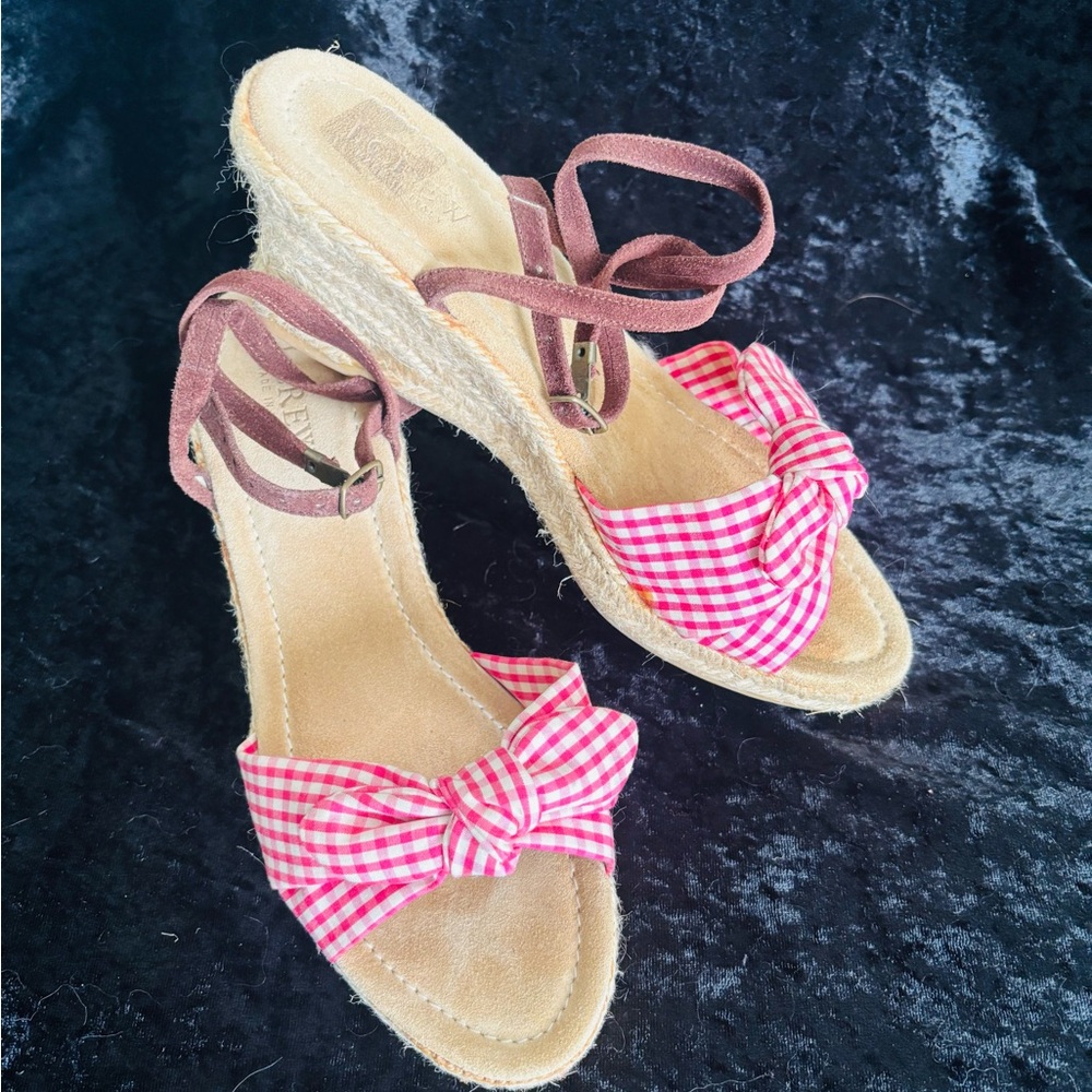 J Crew Gingham Bow Wedges